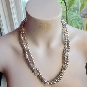 Vintage Silver & Pearl Bead Necklace